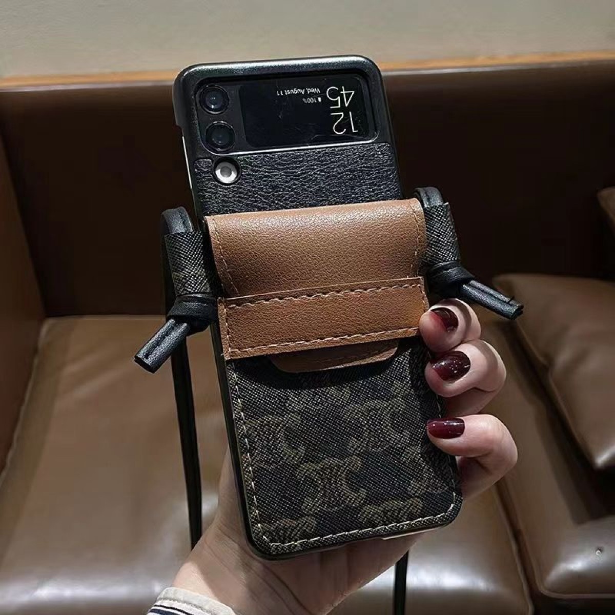celine galaxy s23+ultra case luxury strap card bag iphone15pro max plus  leather logo cover