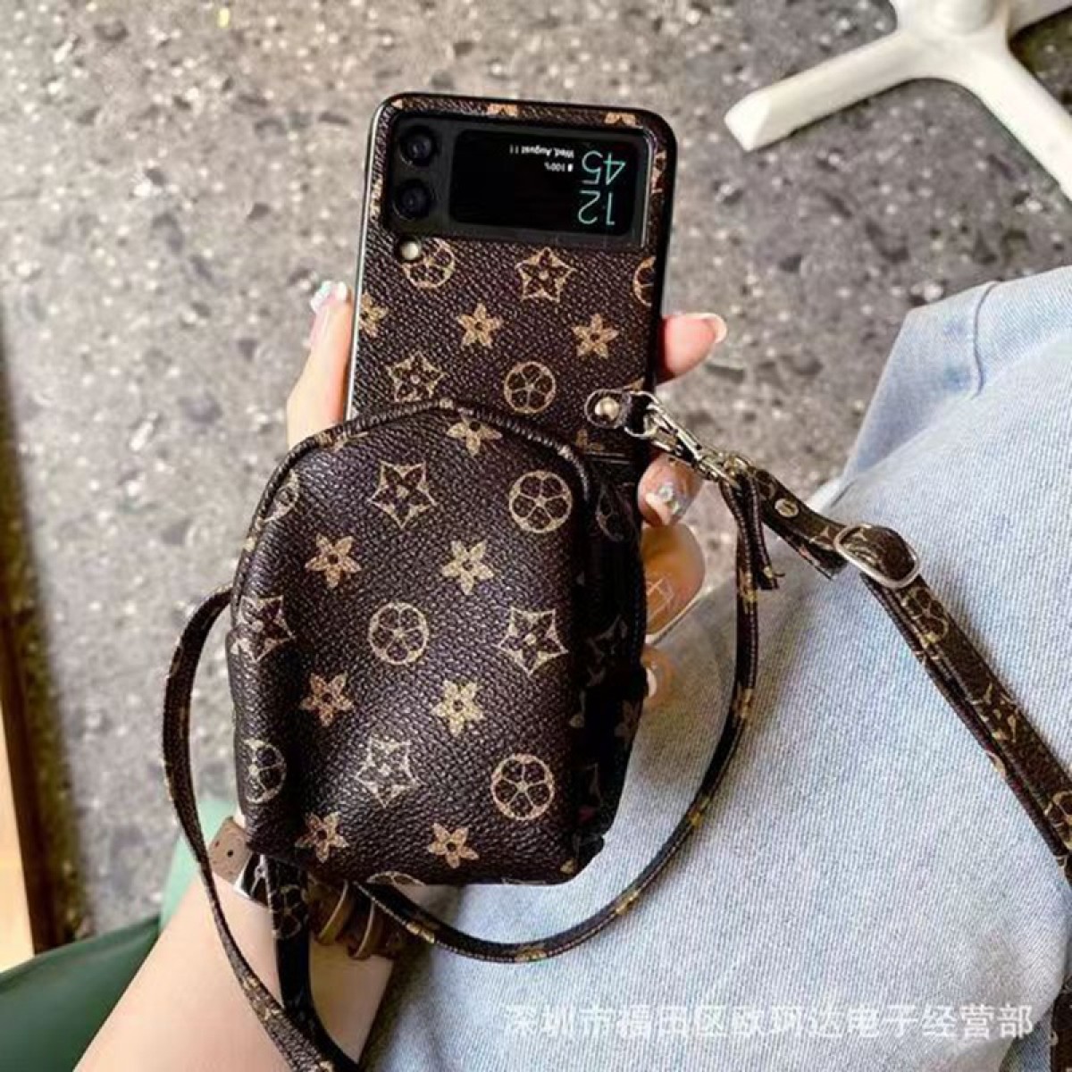 Gucci LV Galaxy Z Filp 4 5 Case luxury strap leather bag logo cover