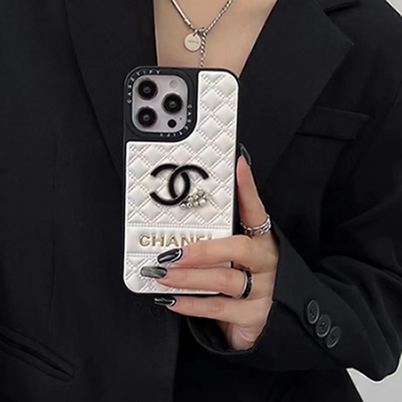 Chanel iPhone 15 Pro max 14 Case Back Cover coque  ledertascheiPhone13/14/15 Pro Max