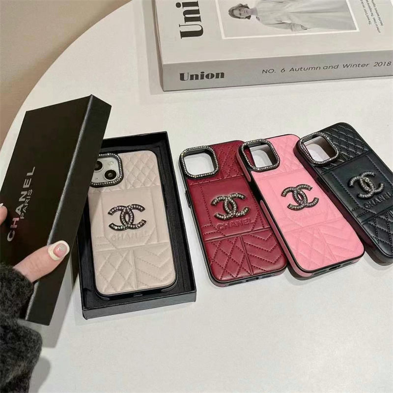 Chanel Luxury iPhone 16 Pro max 15 14 13 Case Back Cover coque  ledertascheiPhone13/14/15 16 Pro Max Wallet Flip Case