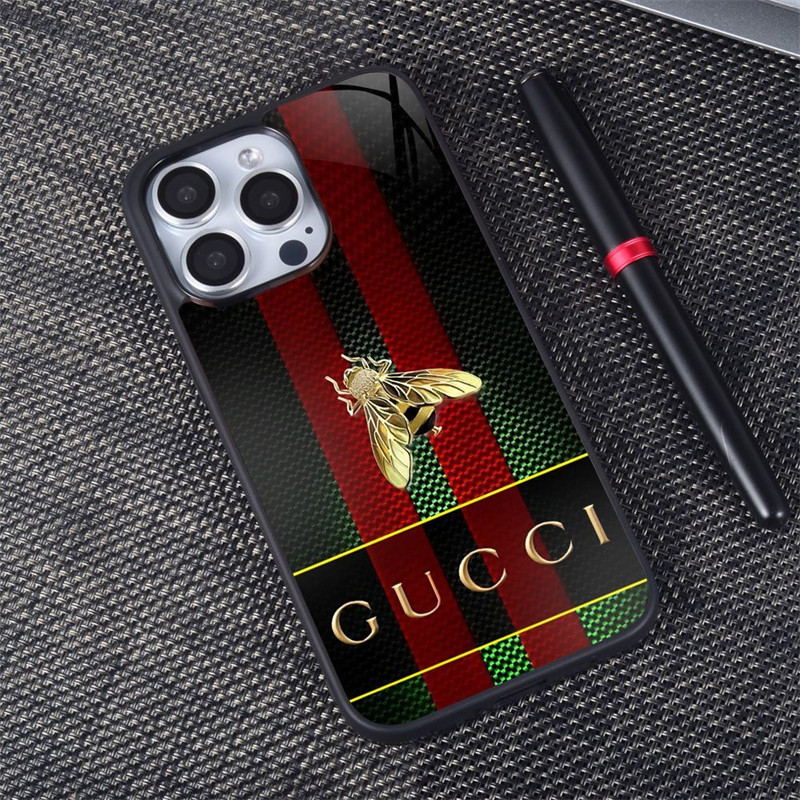 Gucci Luxury iPhone 16 15 Pro max 14 13 Case Back Cover coque  ledertasche