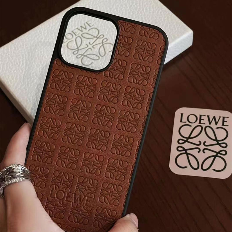 LOEWE Luxury iPhone 16 Pro max 15 14 13 Case Back Cover coque ledertasche