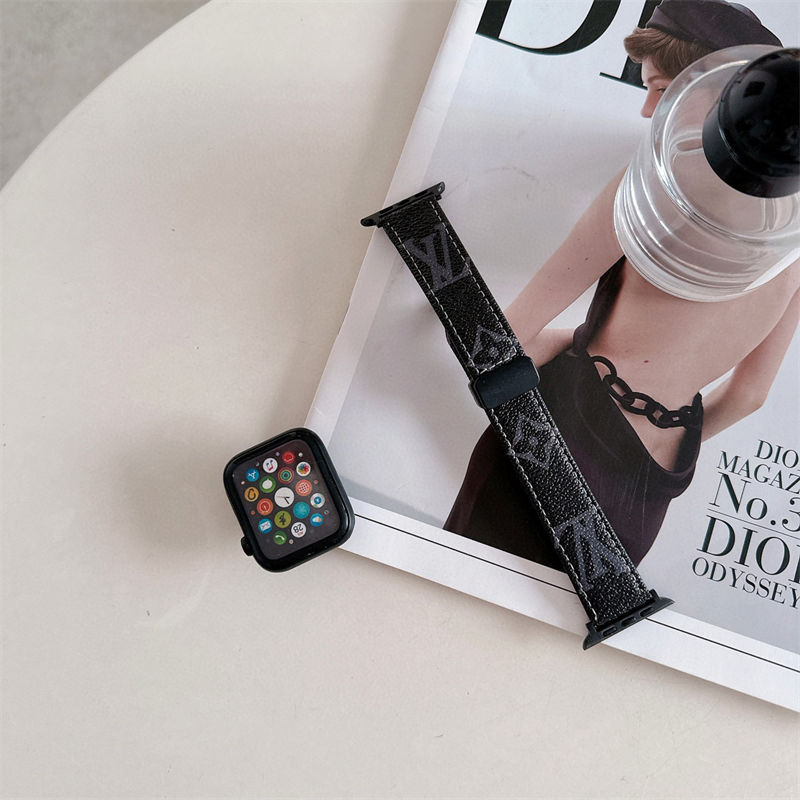 Lv Leather Apple Watch Band for Series10/9/8/7 Ultra2 49mmLuxury Apple Watch Band Suitable for All Series