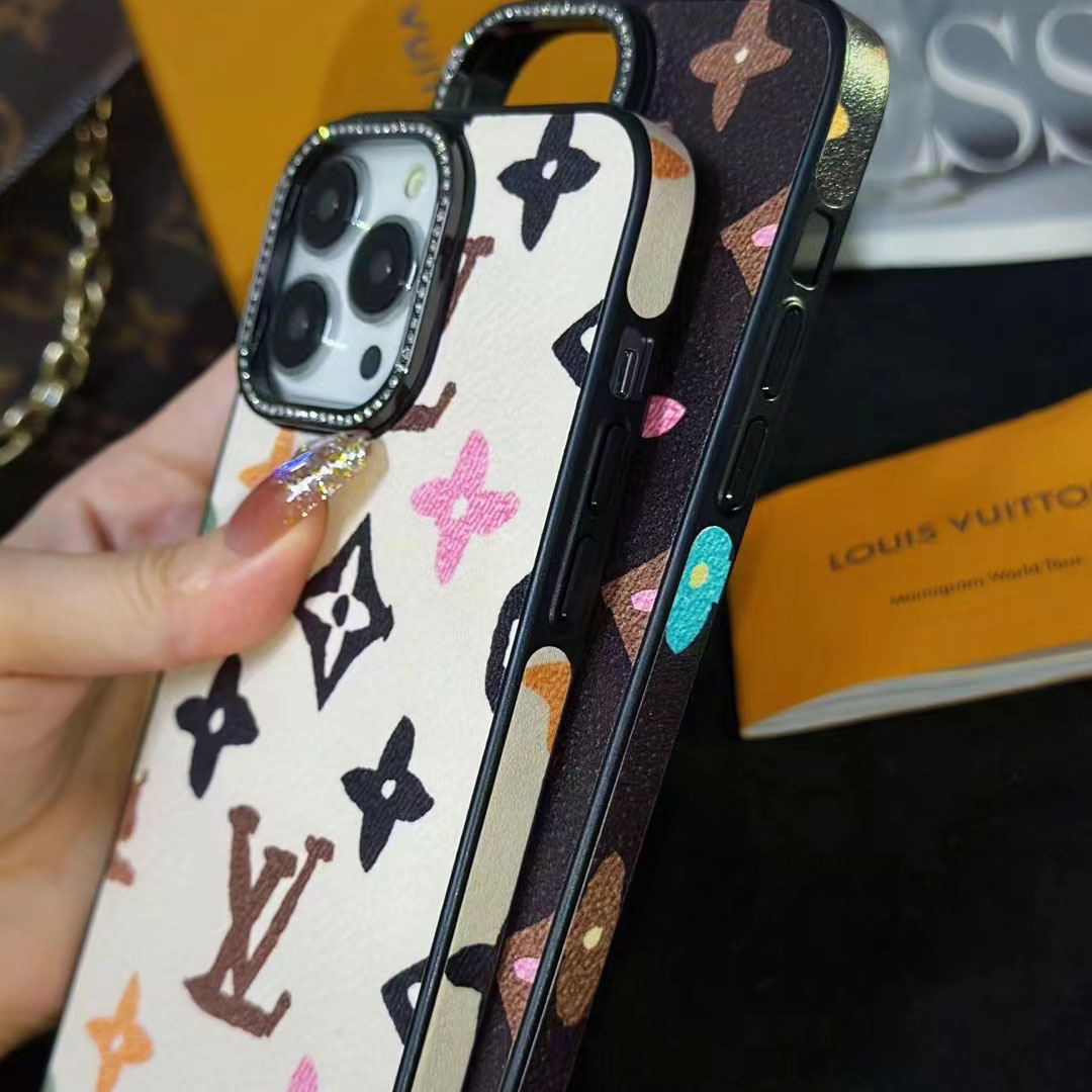 Lv Luxury iPhone 16 15 Pro max 14 13 Case Back Cover coque  ledertascheiPhone13/14/15 16 Pro Max Wallet Flip Case