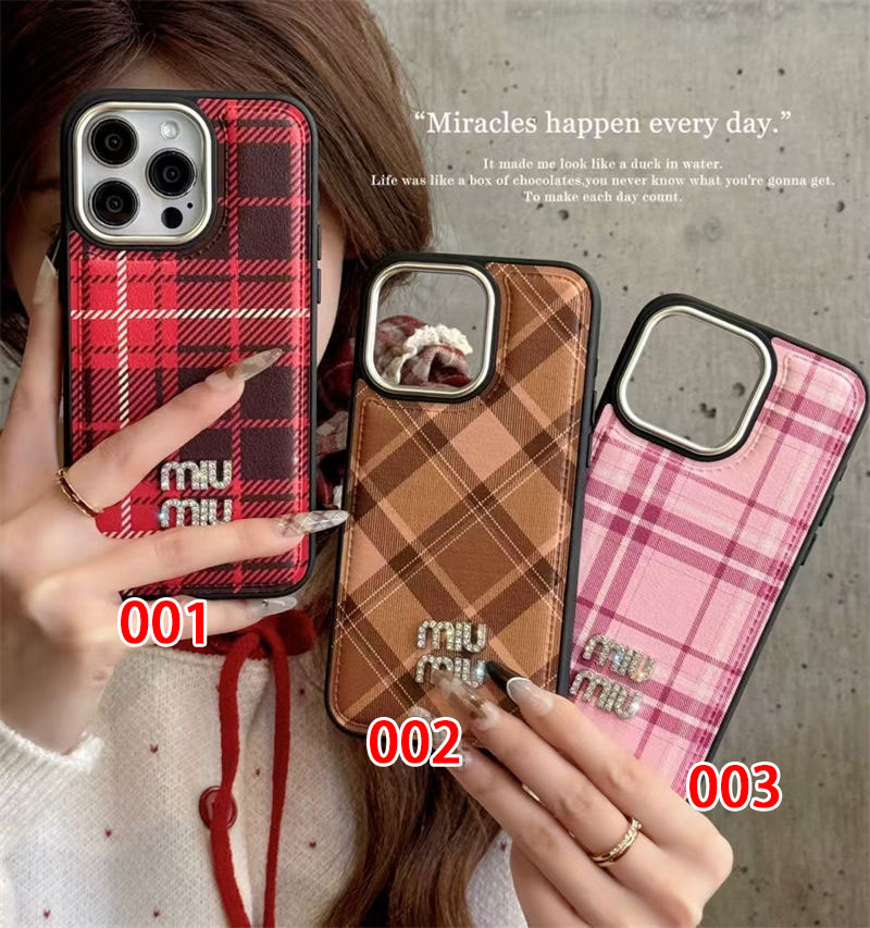 MiuMiu Luxury iPhone 16 15 Pro max 14 13 Case Back